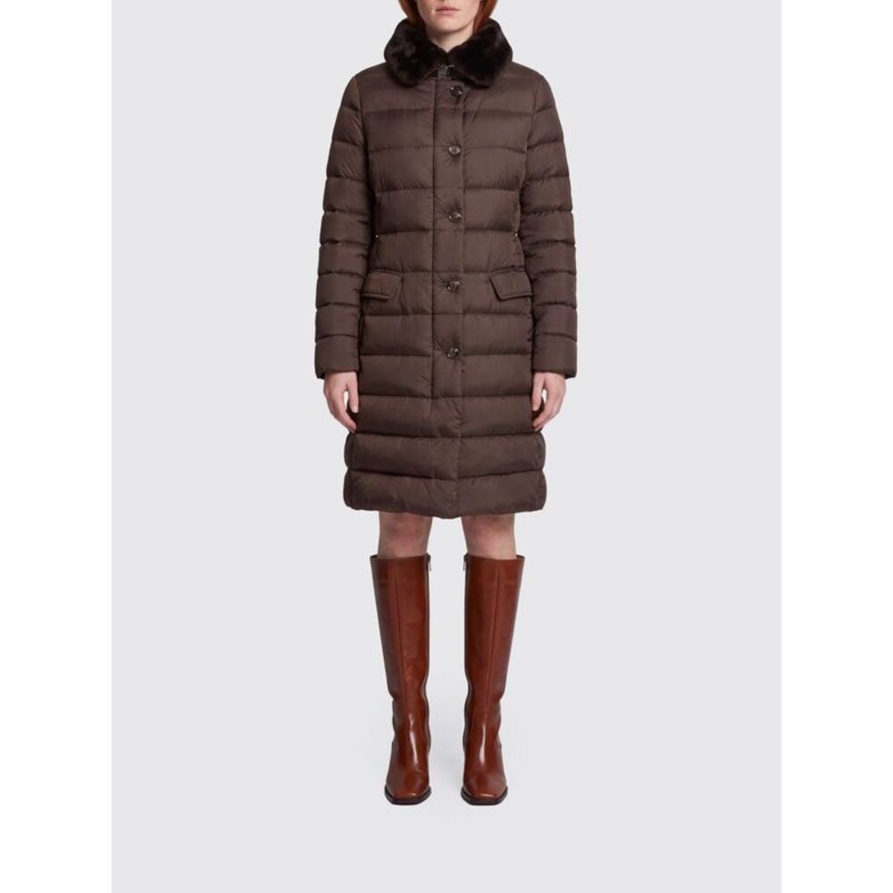 Moorer Women Moorer Vetiver-S3 Long Technical Fabric Down Jacket With Fur Collar